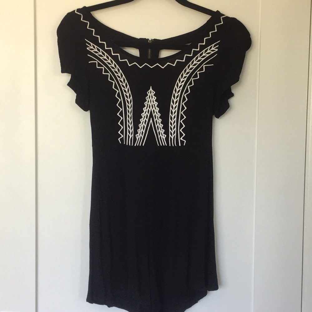 Black & White Aztec Embroidered Romper